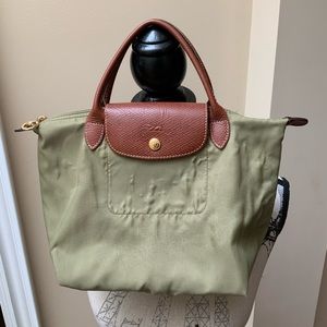 Longchamp Olive Green Tote with Brown Accents